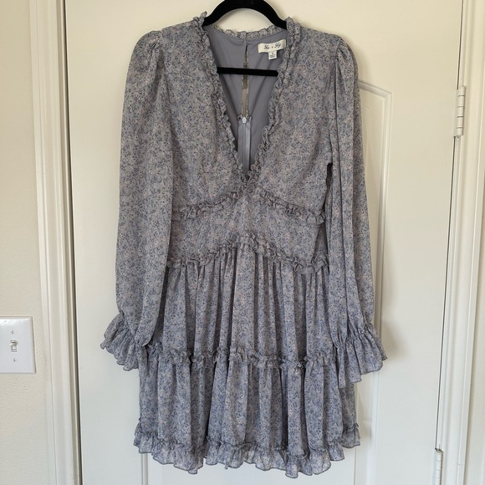 Purple And Lavender‎ Floral Print Mini Dress With Open Back